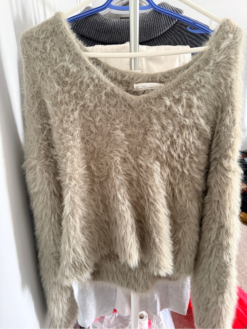 OAK + FORT Fuzzy V-Neck Sweater